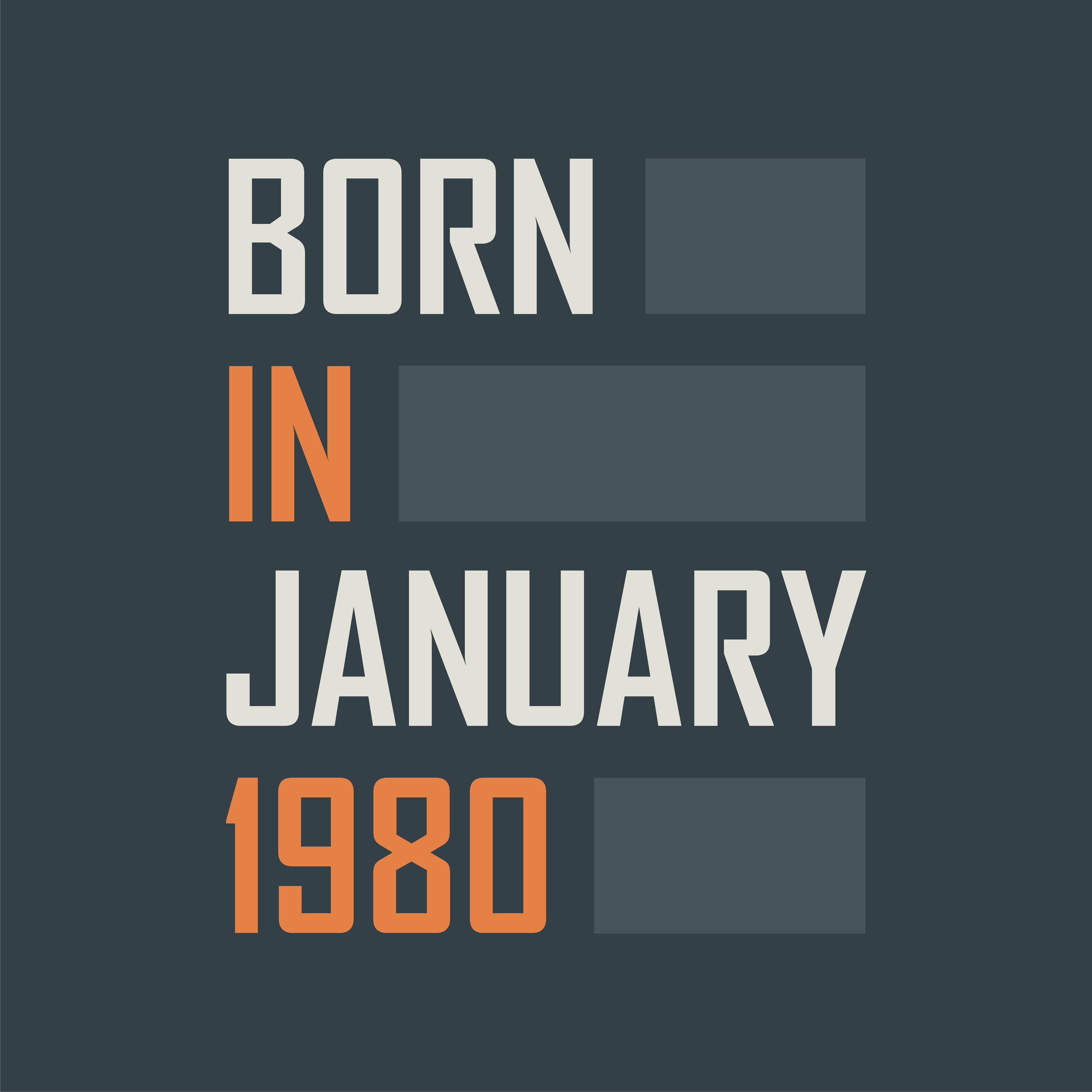 Birthday typography - Born in January 1975 Happy Birthday t-shirt for January 1975 preview image.