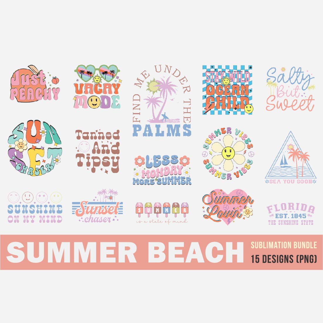 Summer Beach Sublimation Bundle preview image.