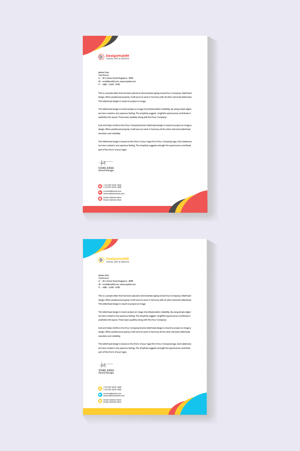 creative modern letterhead design template for your project pinterest preview image.