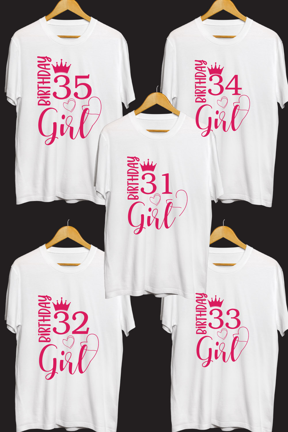 Birthday SVG T Shirt Designs Bundle pinterest preview image.