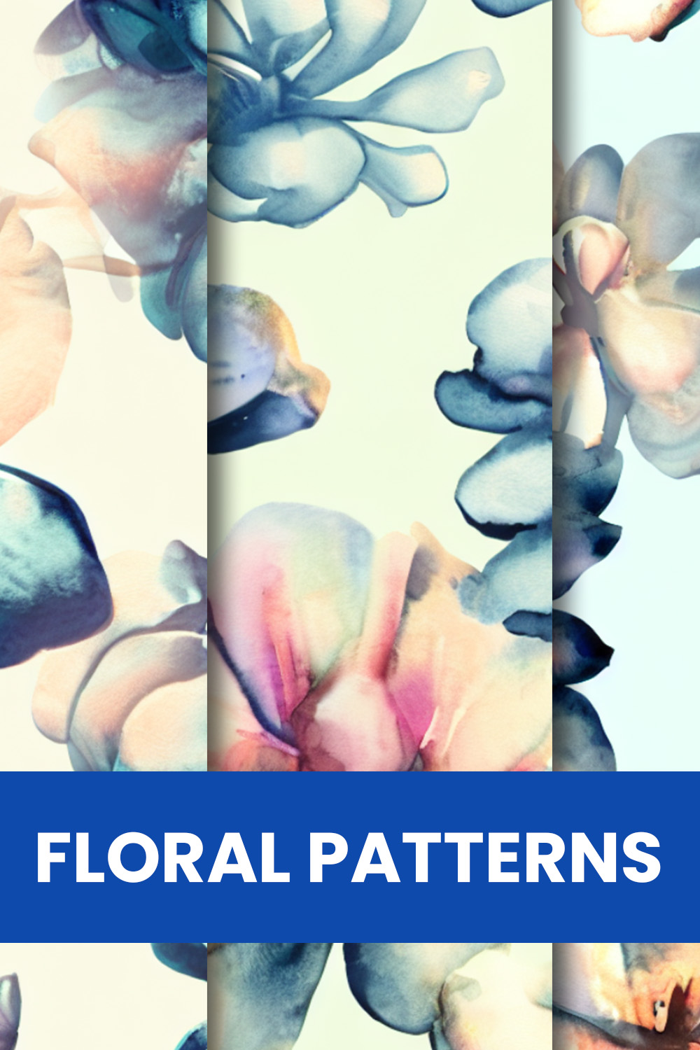 Water Coloured Seamless Floral Patterns pinterest preview image.