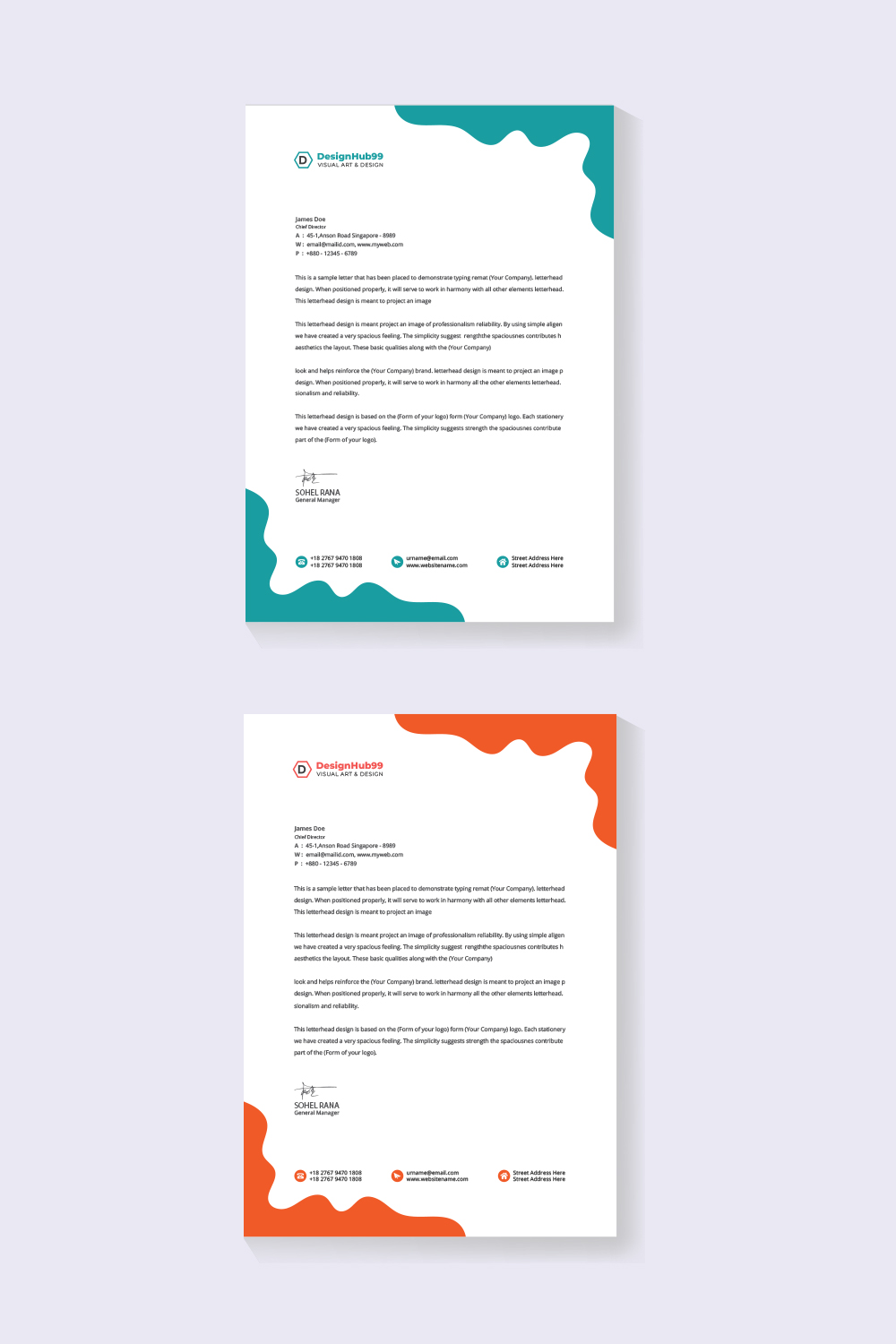 Simplistic letterhead Design pinterest preview image.