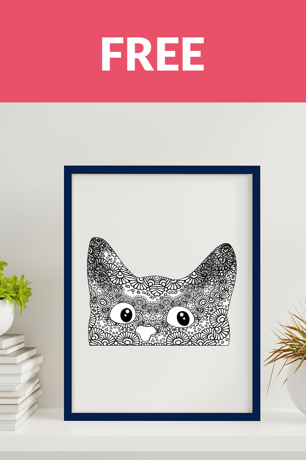 Cat mandala, Animal Mandala Vector Line Art pinterest preview image.