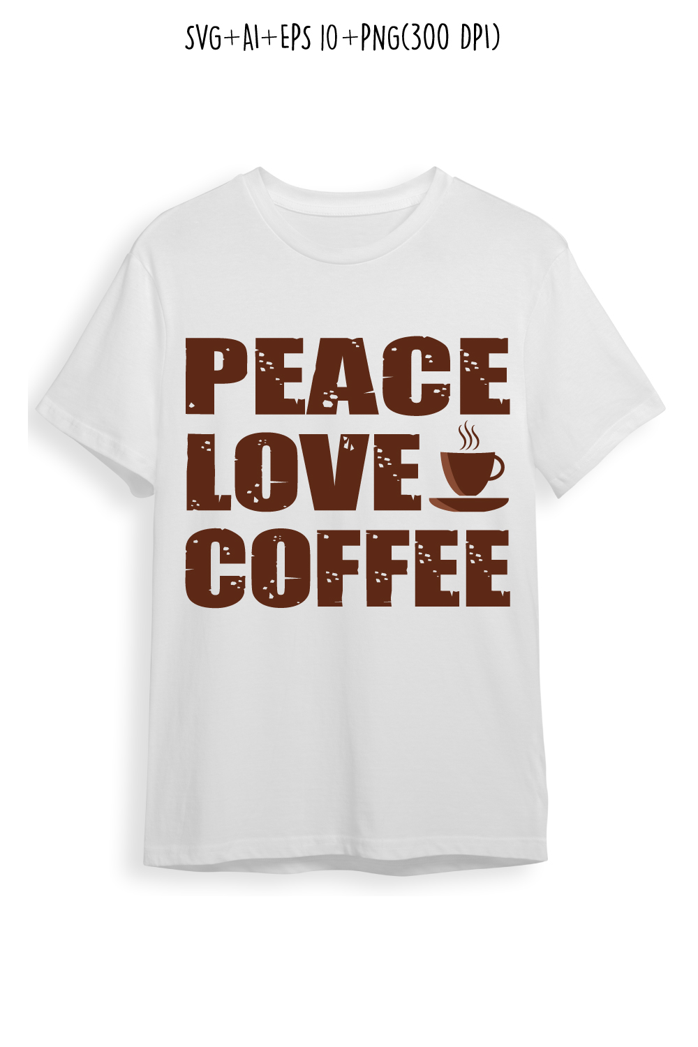 Peace love coffee typography for t-shirts, print, templates, logos, mug pinterest preview image.