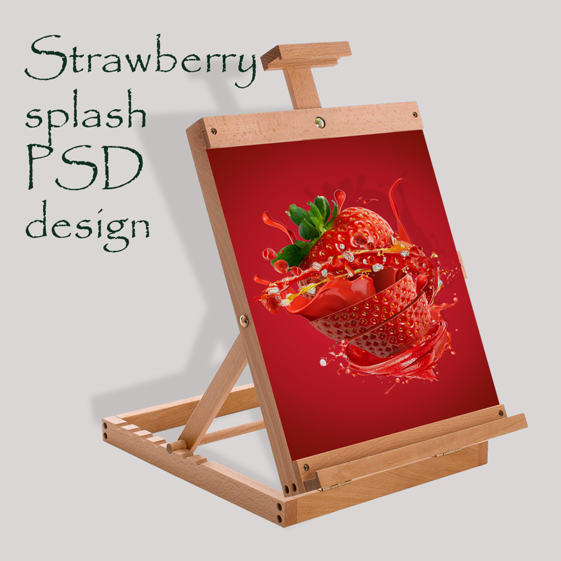High quality PSD Realistic strawberry splash design preview image.