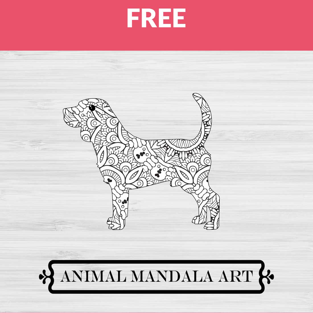 Dog Mandala, Animal Mandala Boho Style SVG preview image.