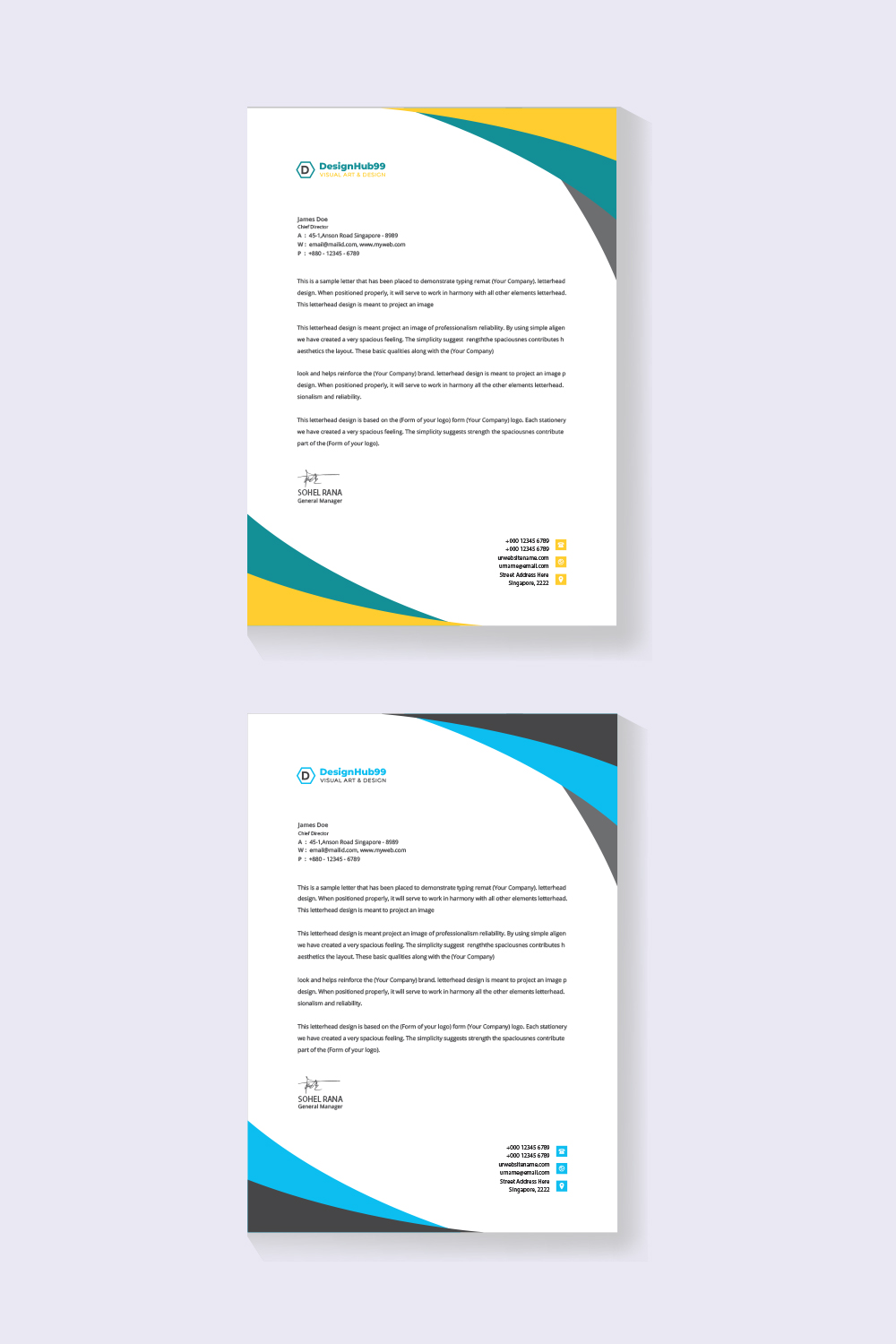 Modern business letterhead template pinterest preview image.