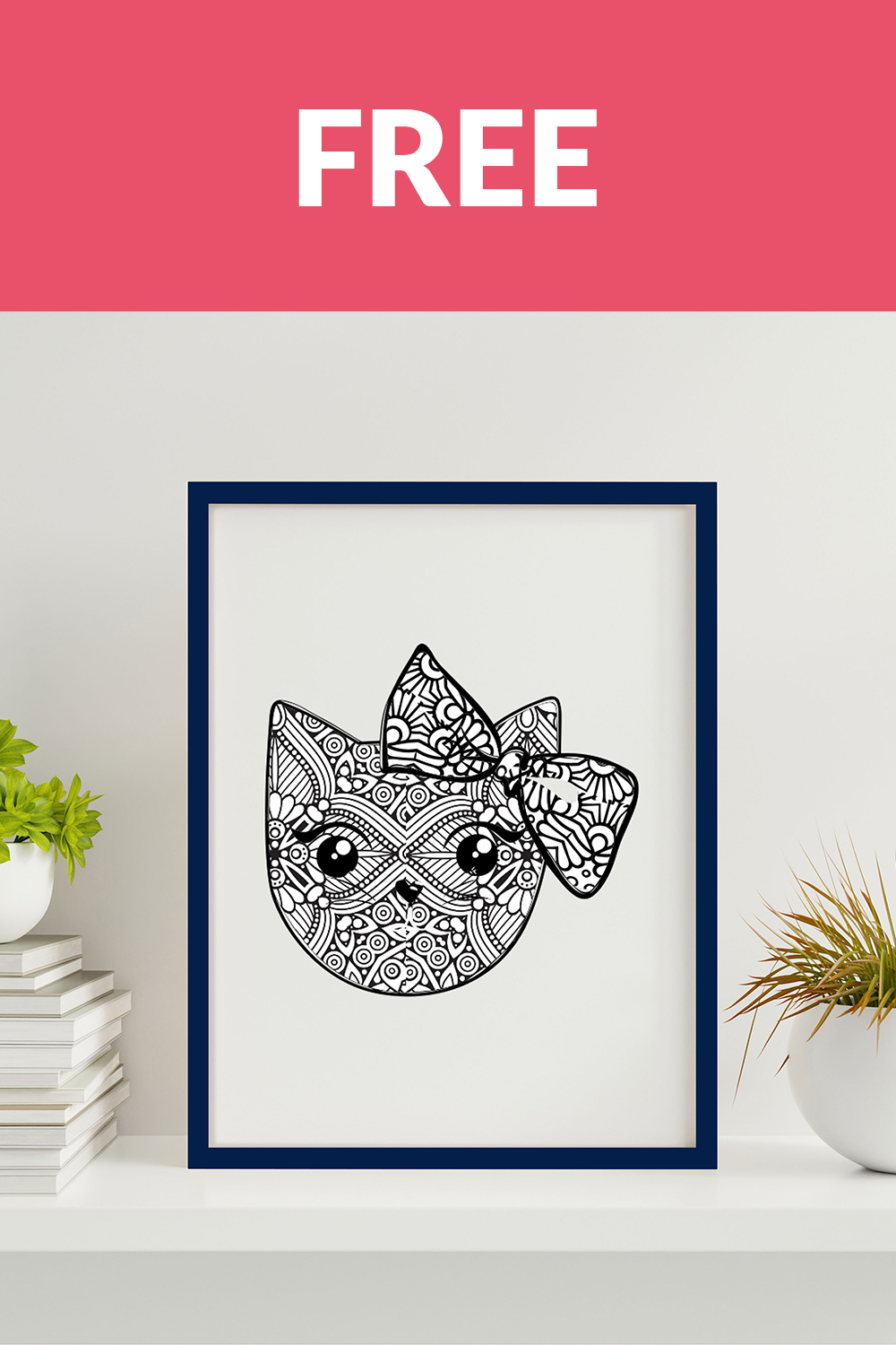 Cat mandala, Animal Mandala Vector Line Art pinterest preview image.