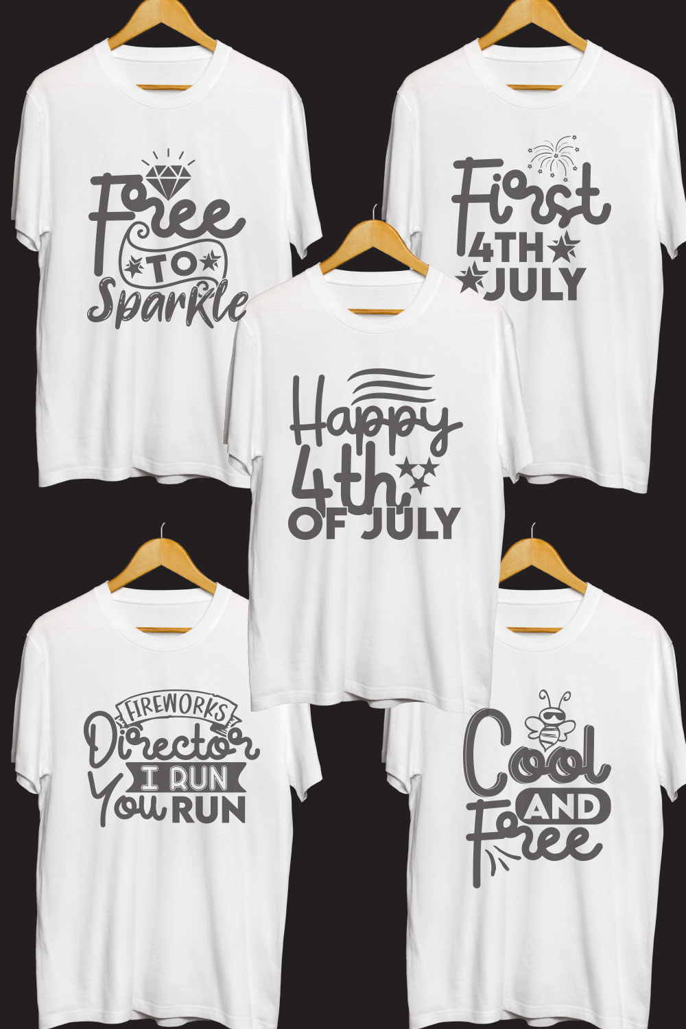 4th of July SVG T Shirt Designs Bundle pinterest preview image.