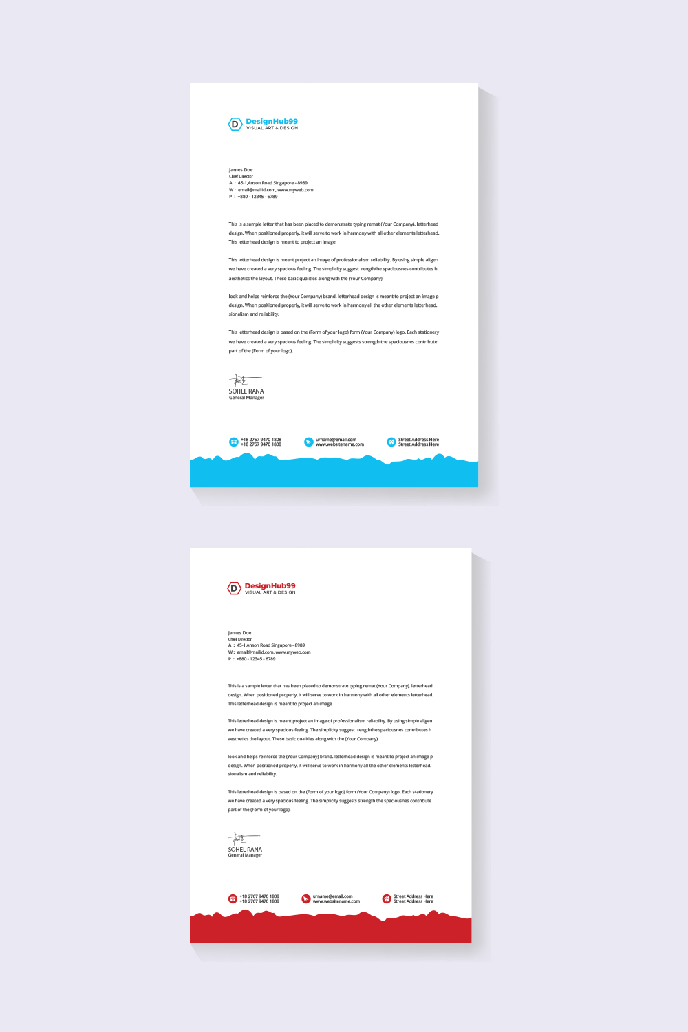 Professional and modern corporate letterhead template pinterest preview image.