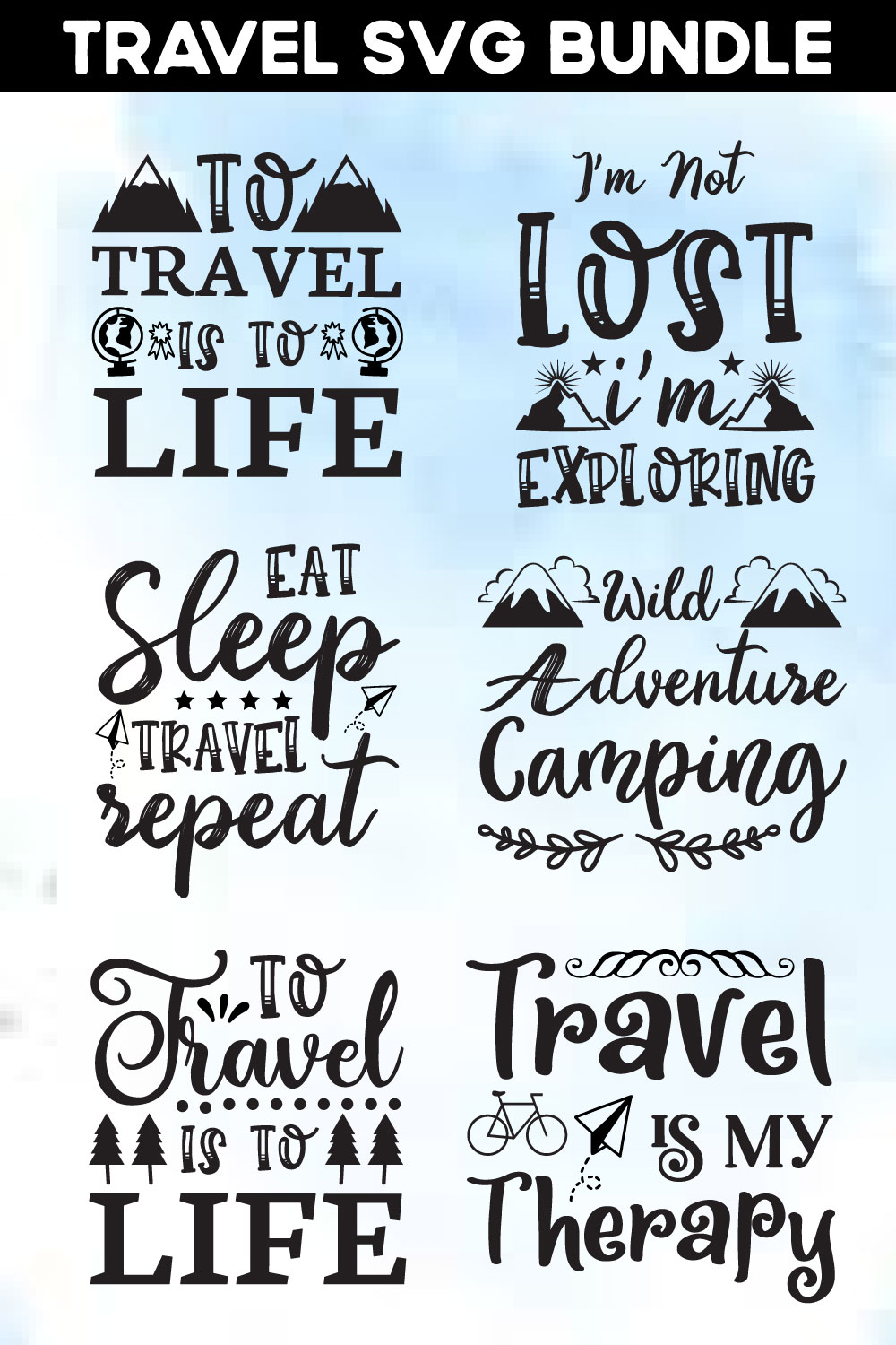 Travel Svg Bundle pinterest preview image.