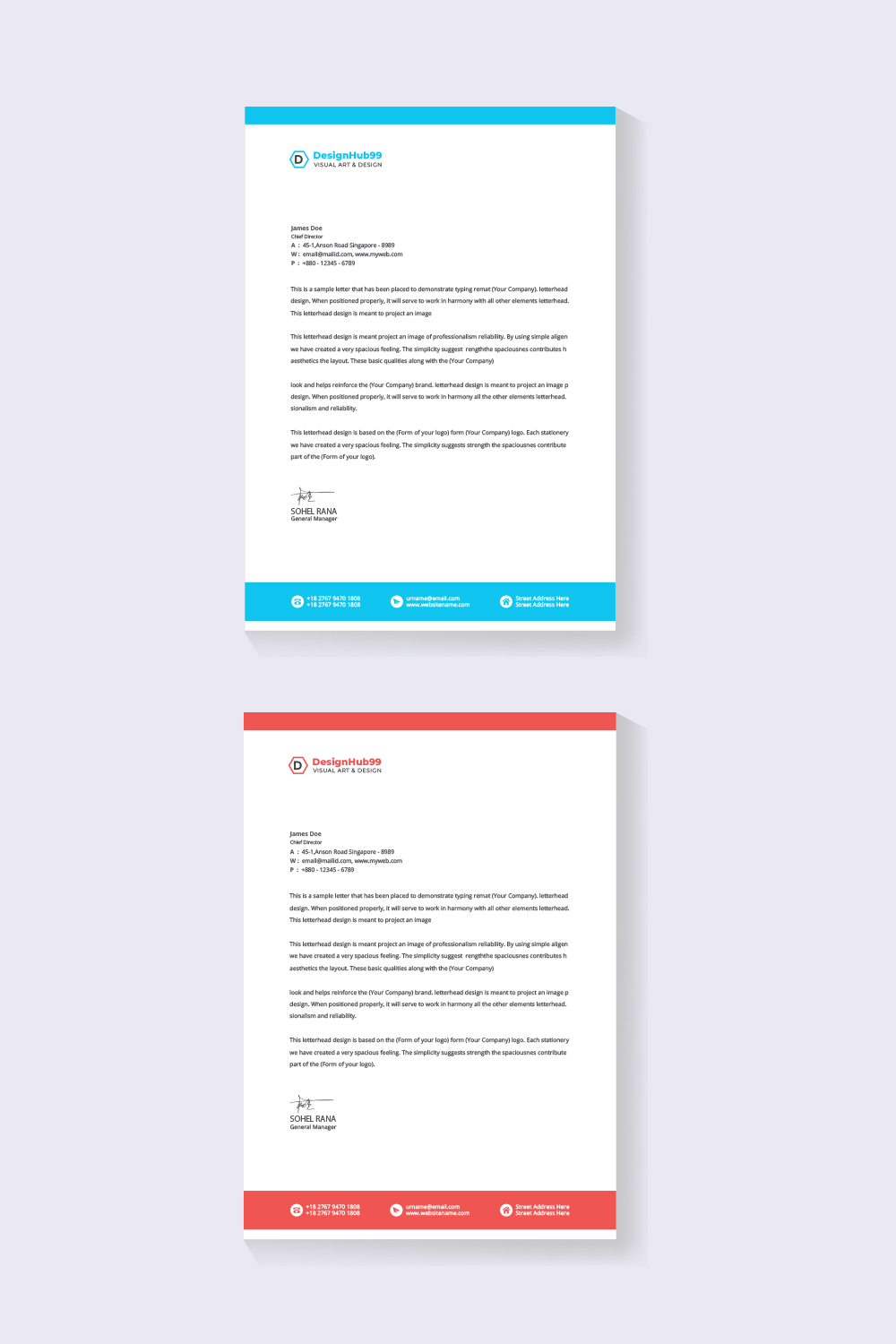 Modern letterhead design template for your project, letterhead, business letterhead design pinterest preview image.