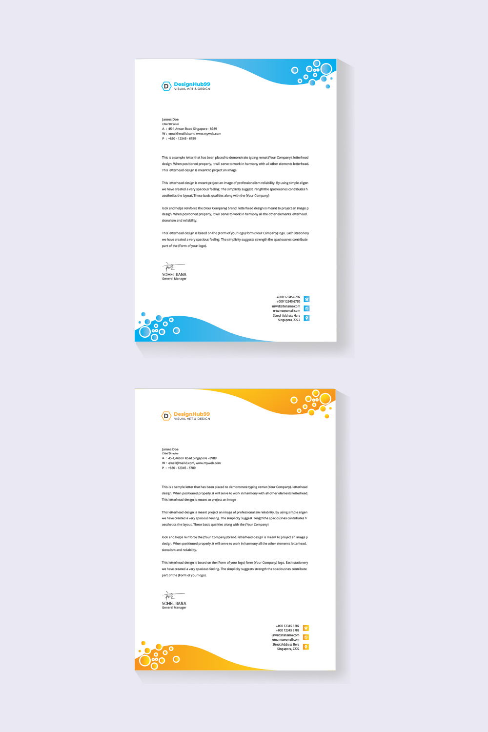 Simplistic letterhead Design pinterest preview image.