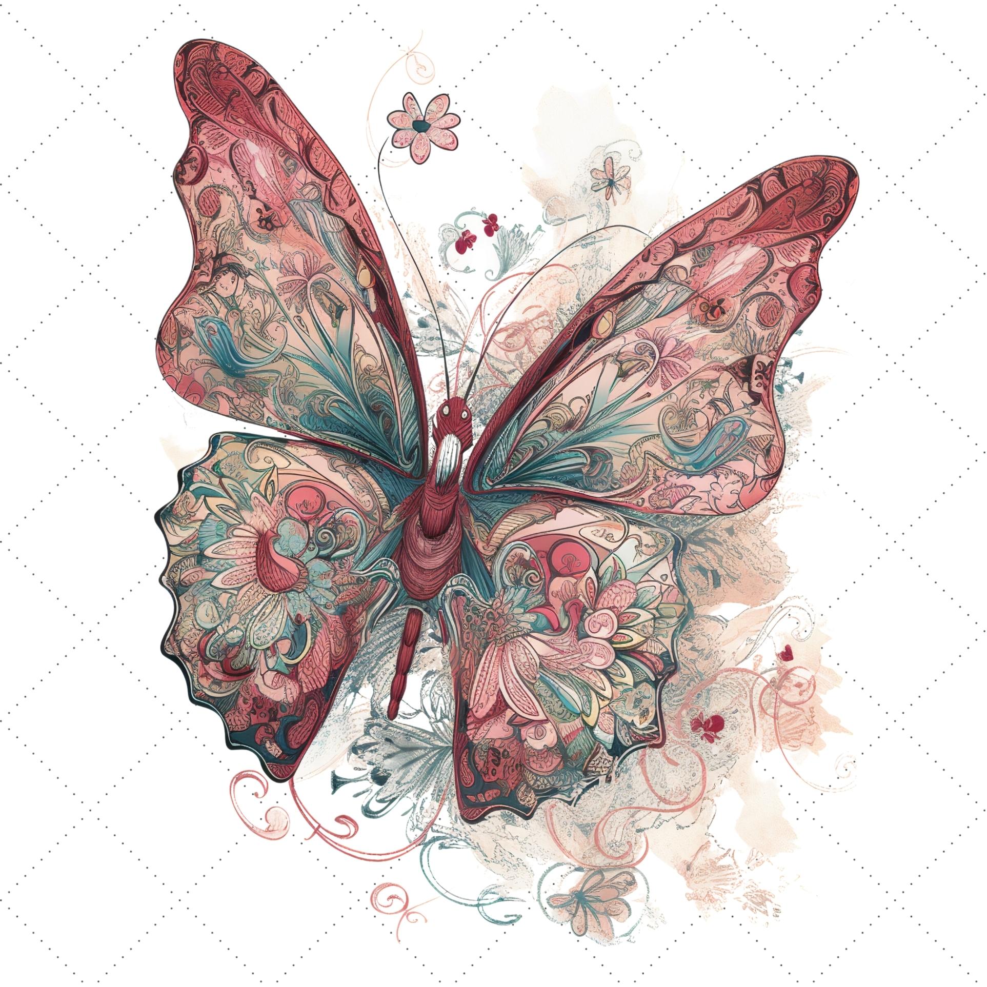 Pink Butterfly Sublimation Clipart Bundle preview image.