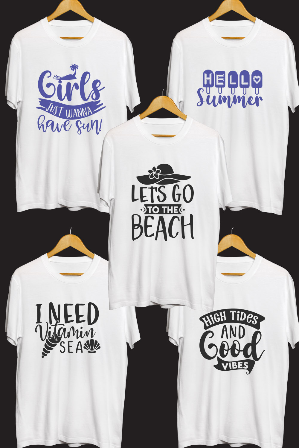 Beach Day SVG T Shirt Designs Bundle pinterest preview image.