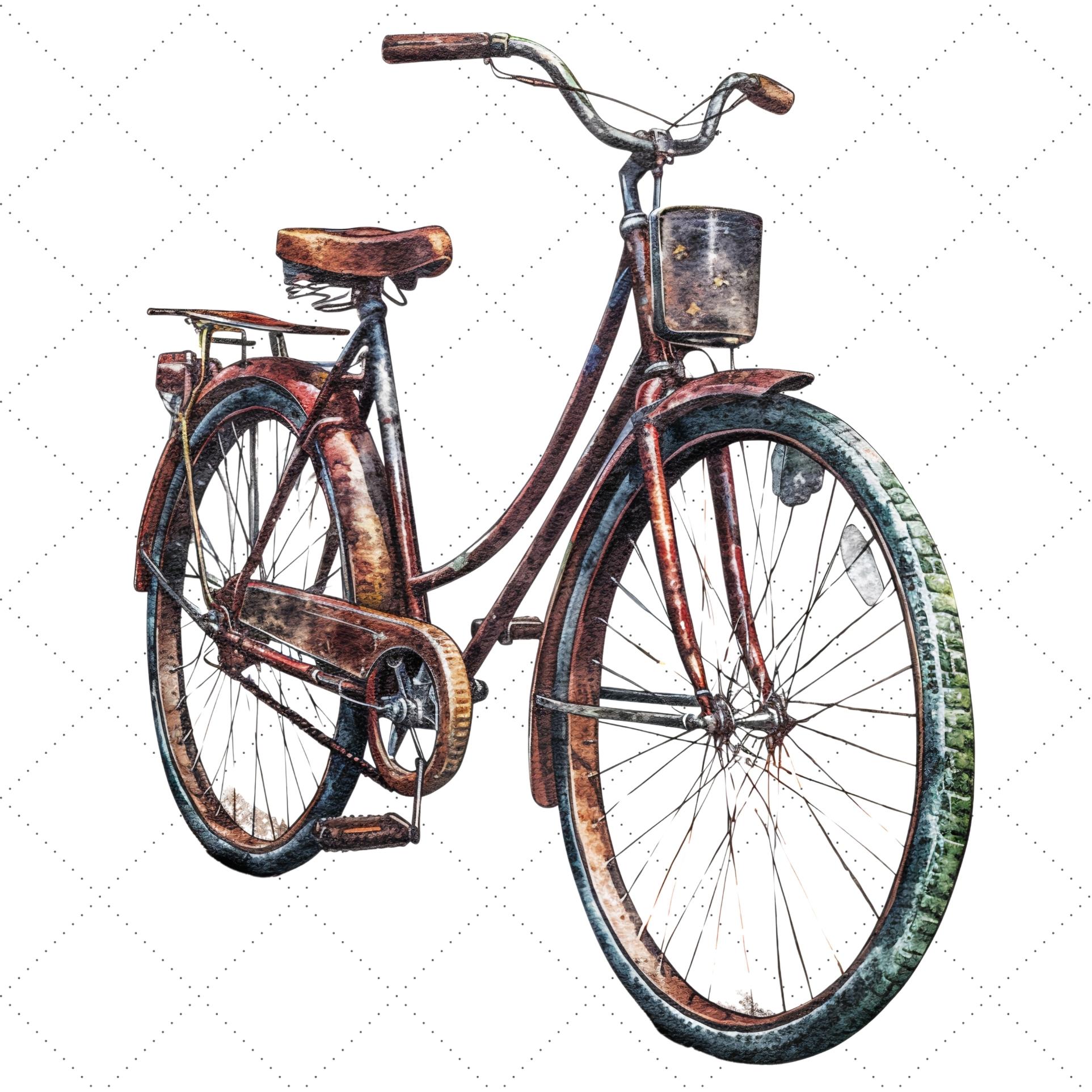 Vintage bicycle Watercolor Clipart Bundle, Transparent PNG preview image.
