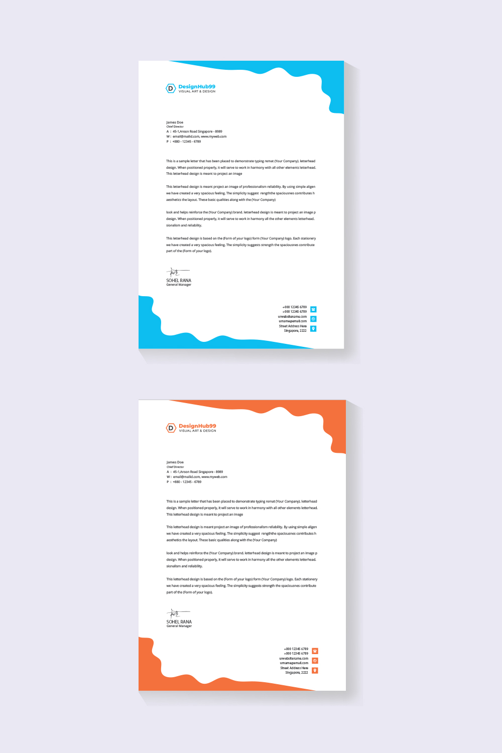 Simplistic letterhead Design pinterest preview image.