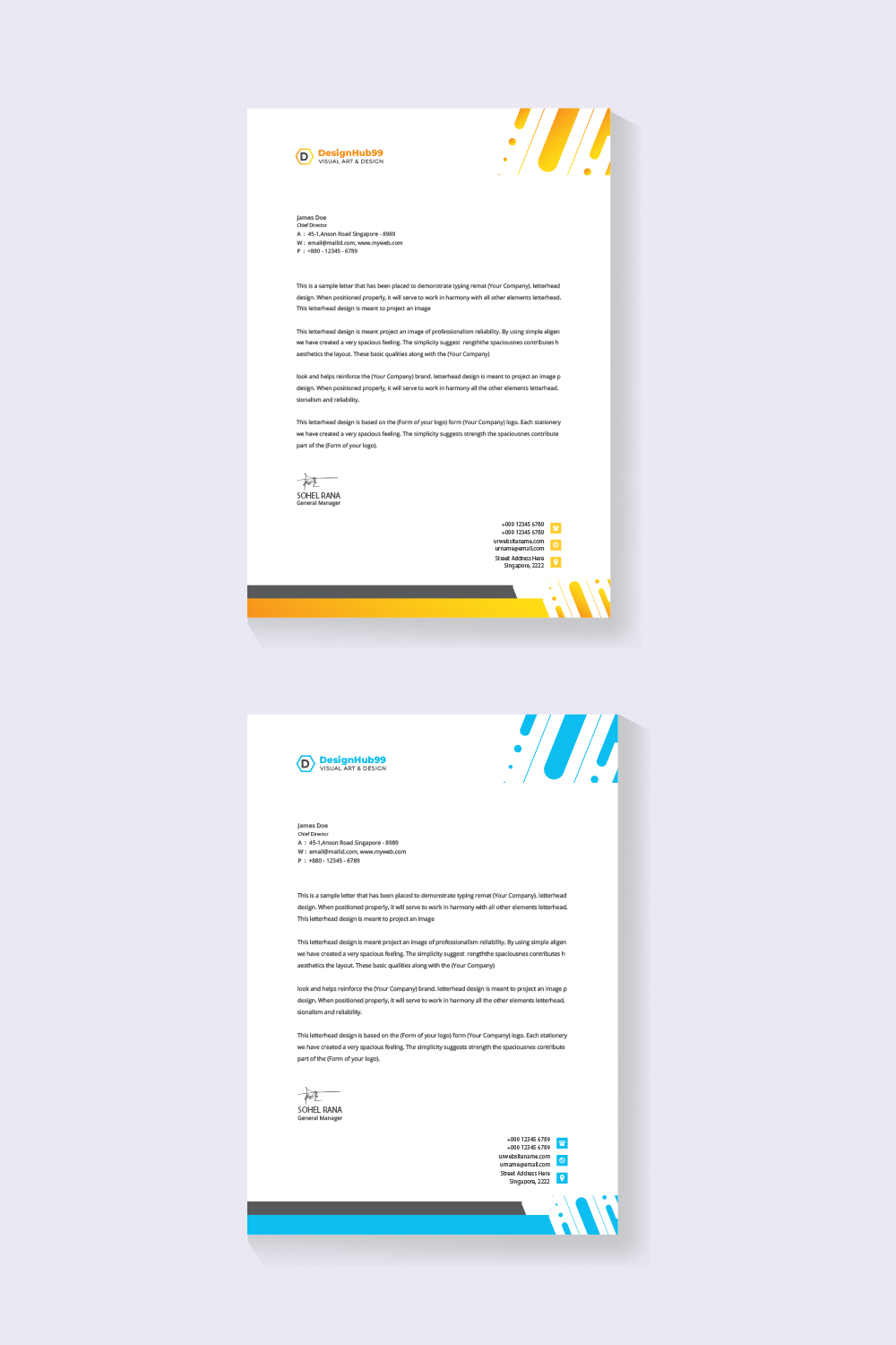 Modern business letterhead template pinterest preview image.