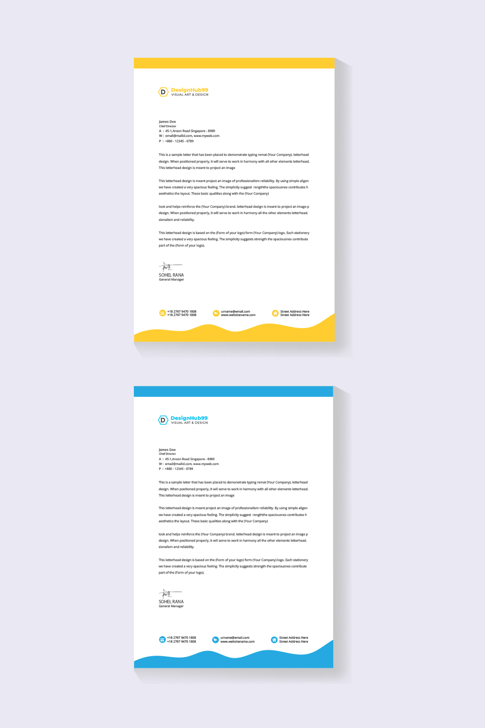 Letterhead design template for your project, letterhead, business letterhead design pinterest preview image.