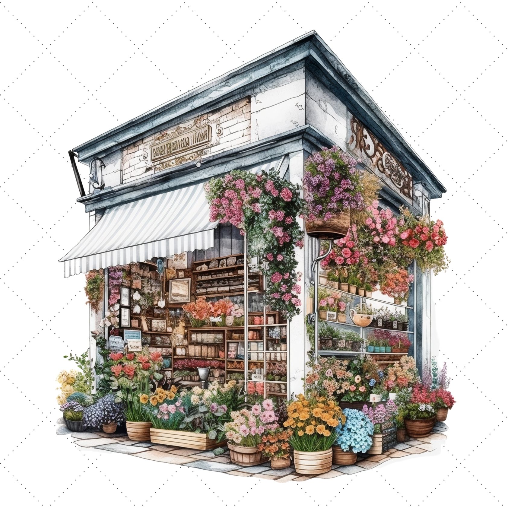 Flowers Shop Watercolor Clipart Bundle, Sublimation, Flowers Shop preview image.