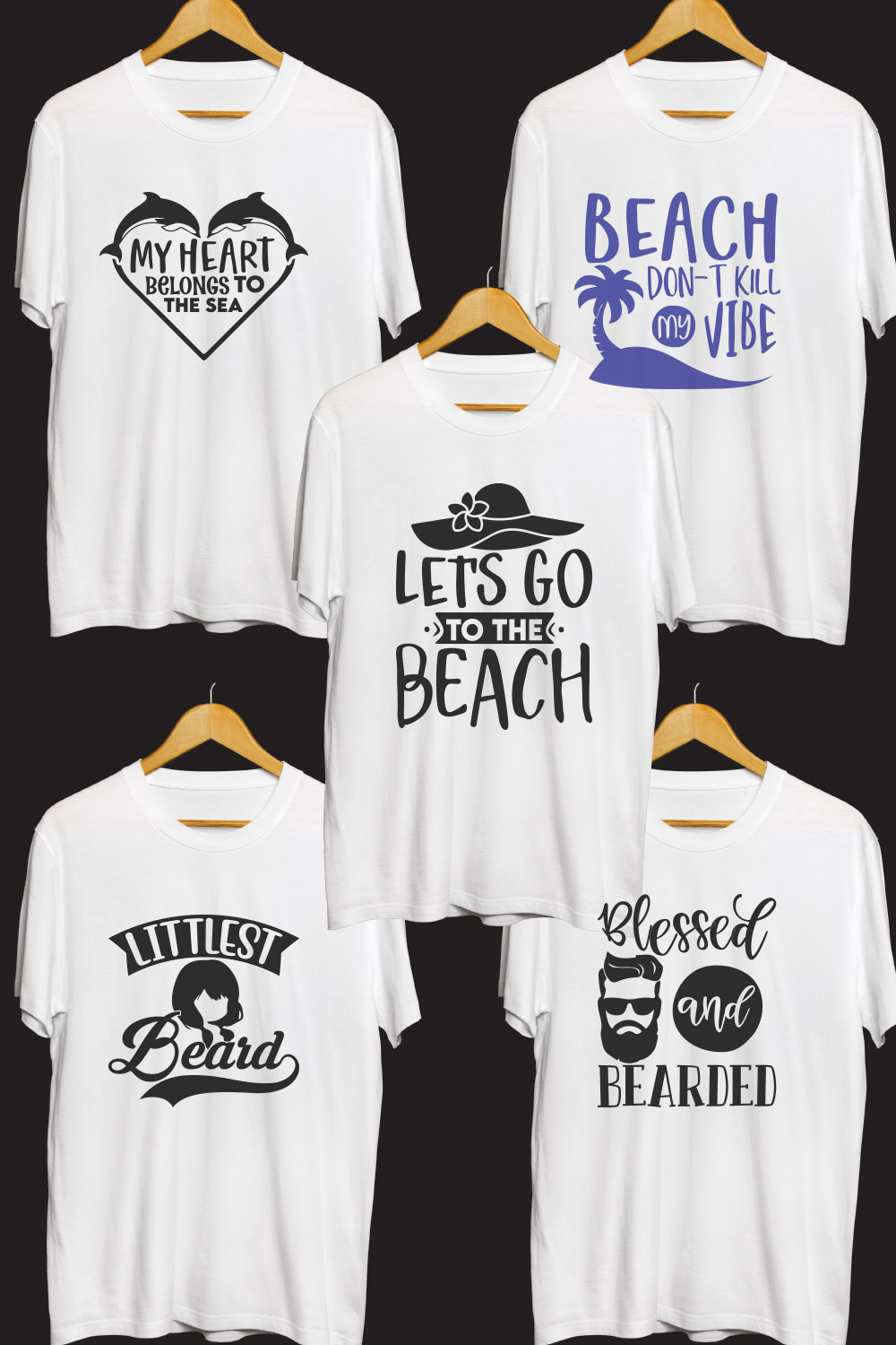 Beach SVG T Shirt Designs Bundle pinterest preview image.