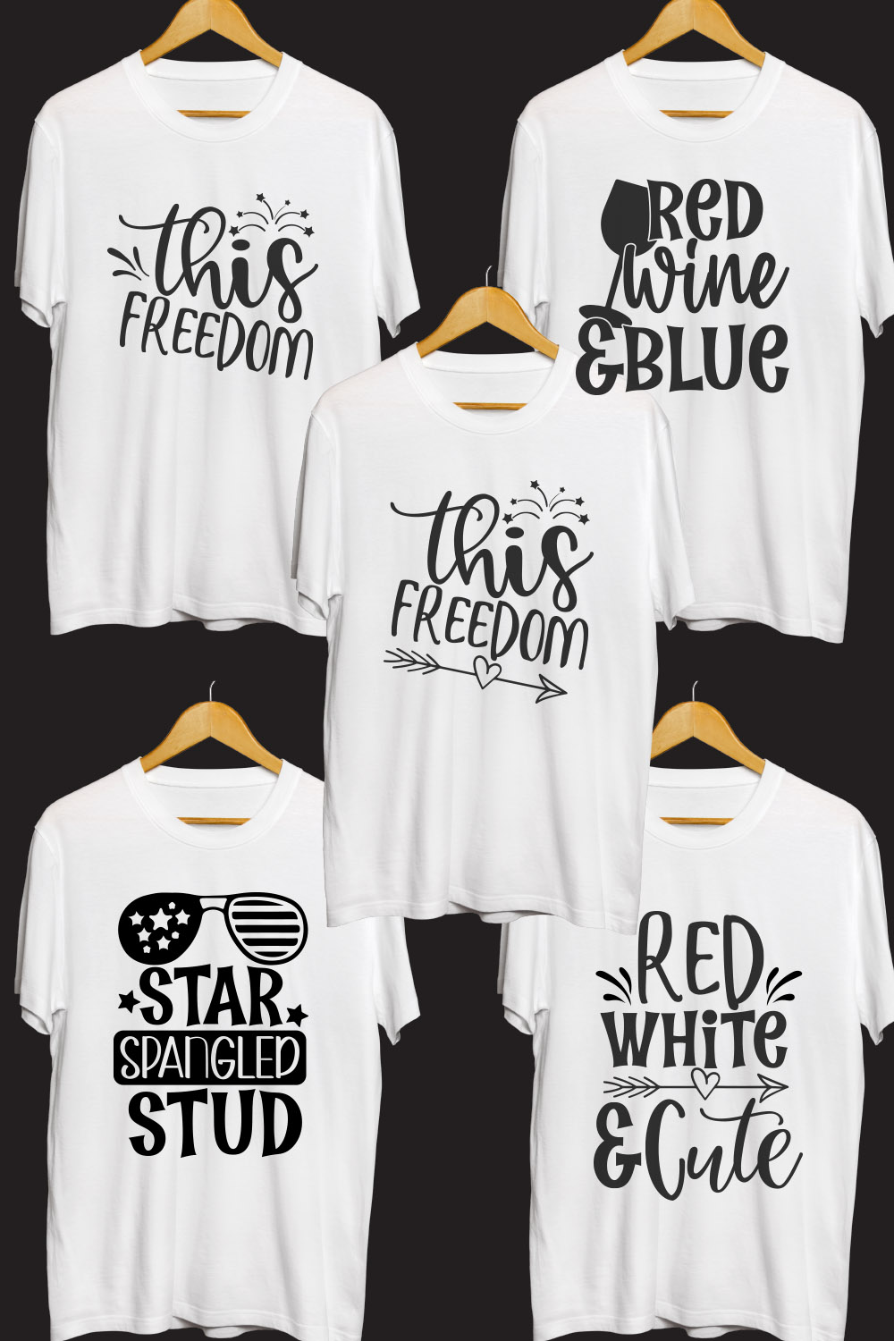 4th of July SVG T Shirt Designs Bundle pinterest preview image.