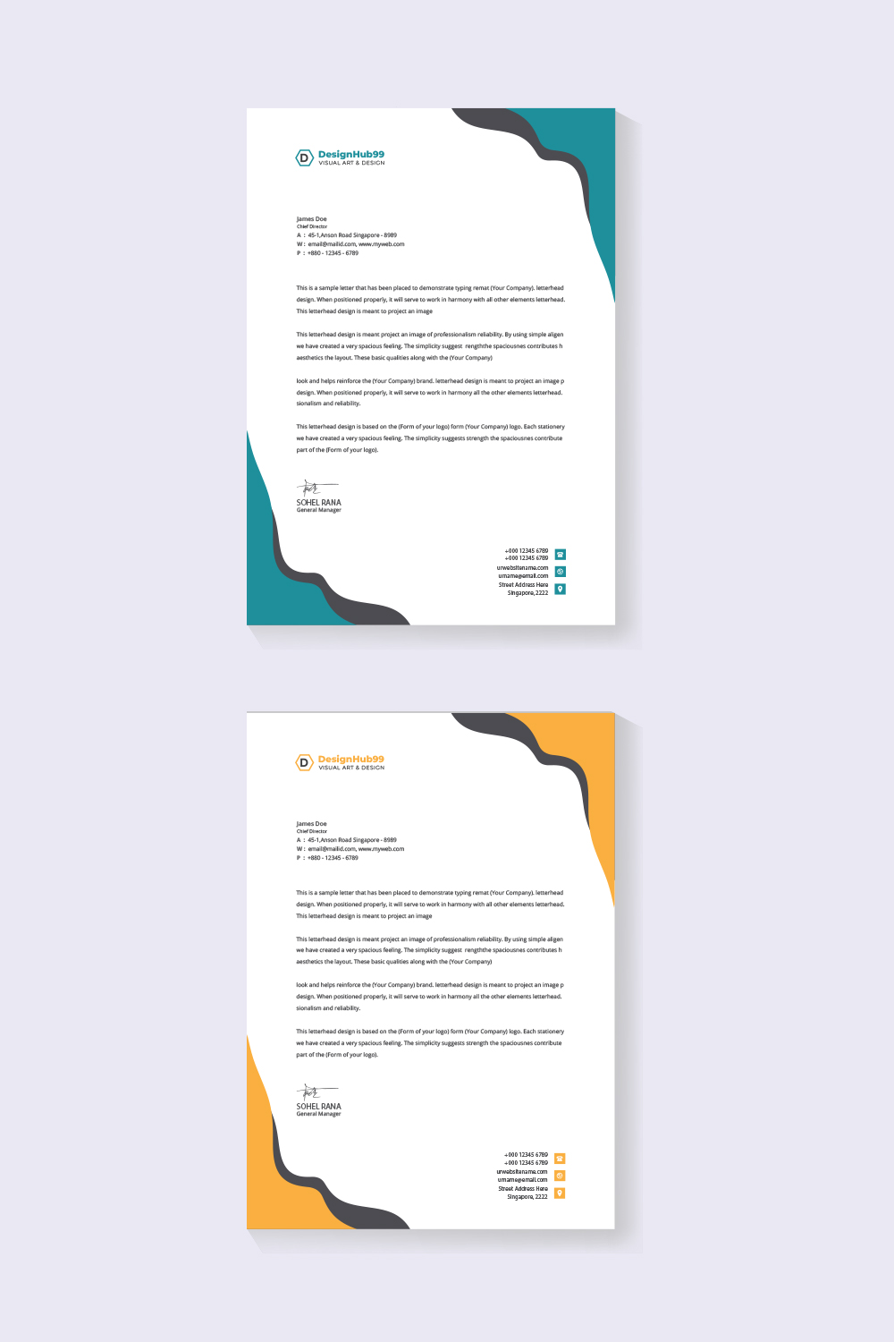 Simple letterhead design template for your project pinterest preview image.