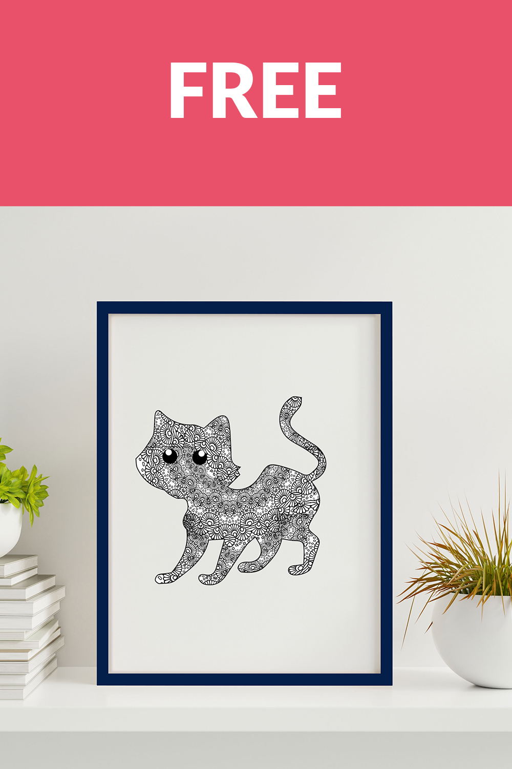 Cat mandala, Animal Mandala Vector Line Art pinterest preview image.