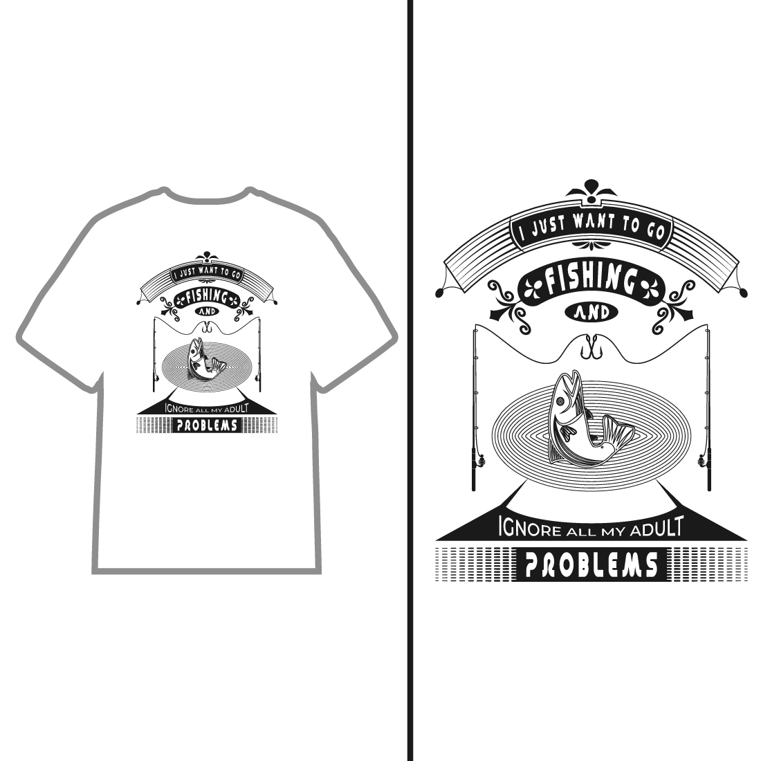 Fishing t-shirt design preview image.