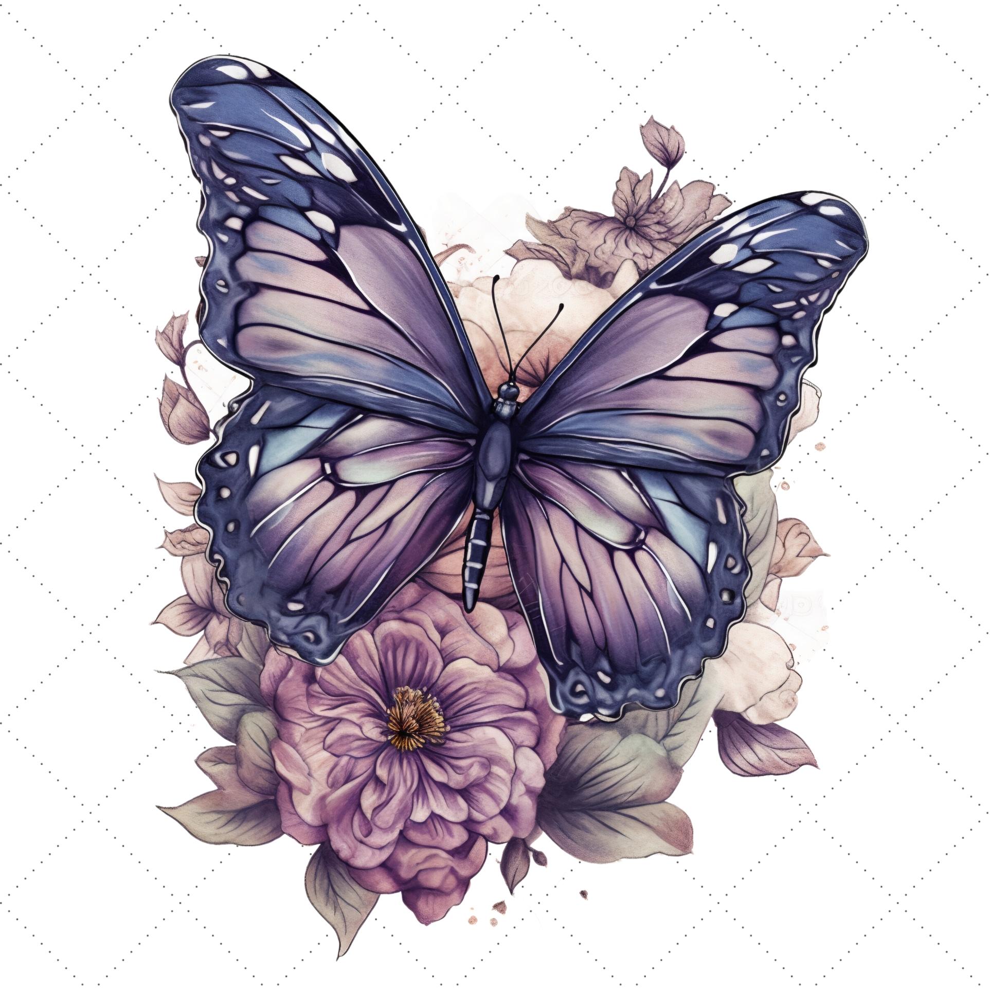 Purple Butterfly Sublimation Clipart Bundle preview image.