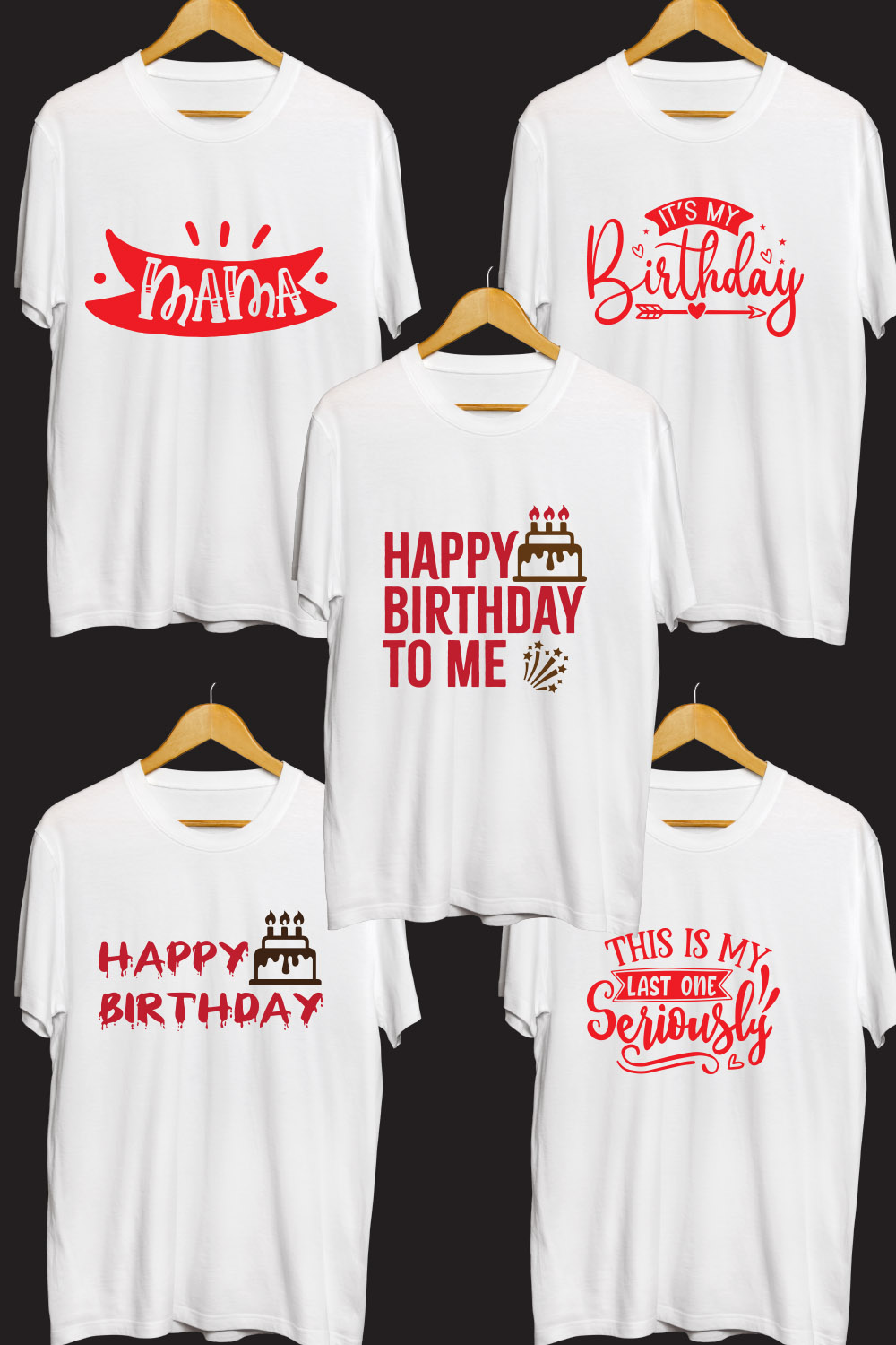 Birthday SVG T Shirt Designs Bundle pinterest preview image.