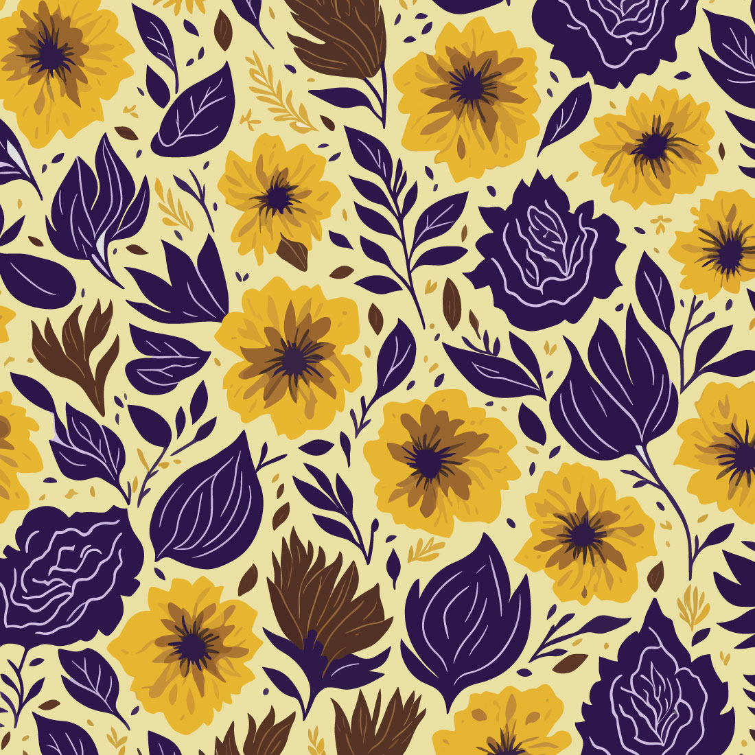 3 sets of flower pattern designs preview image.