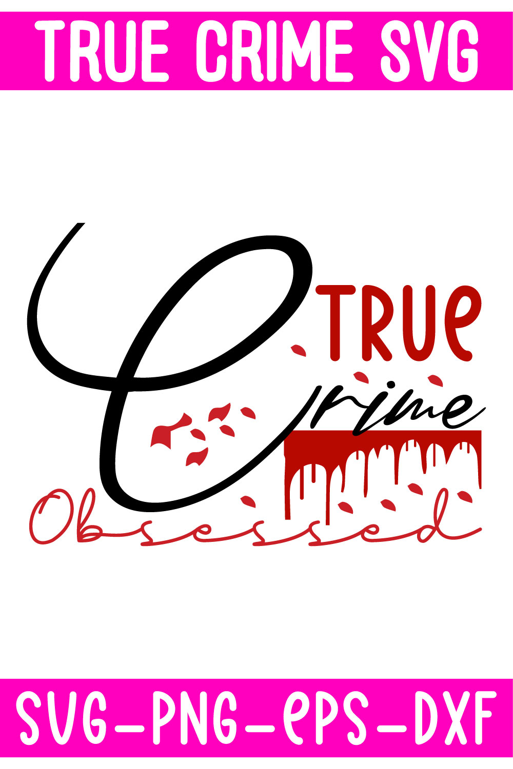 True crime svg font with dripping blood.