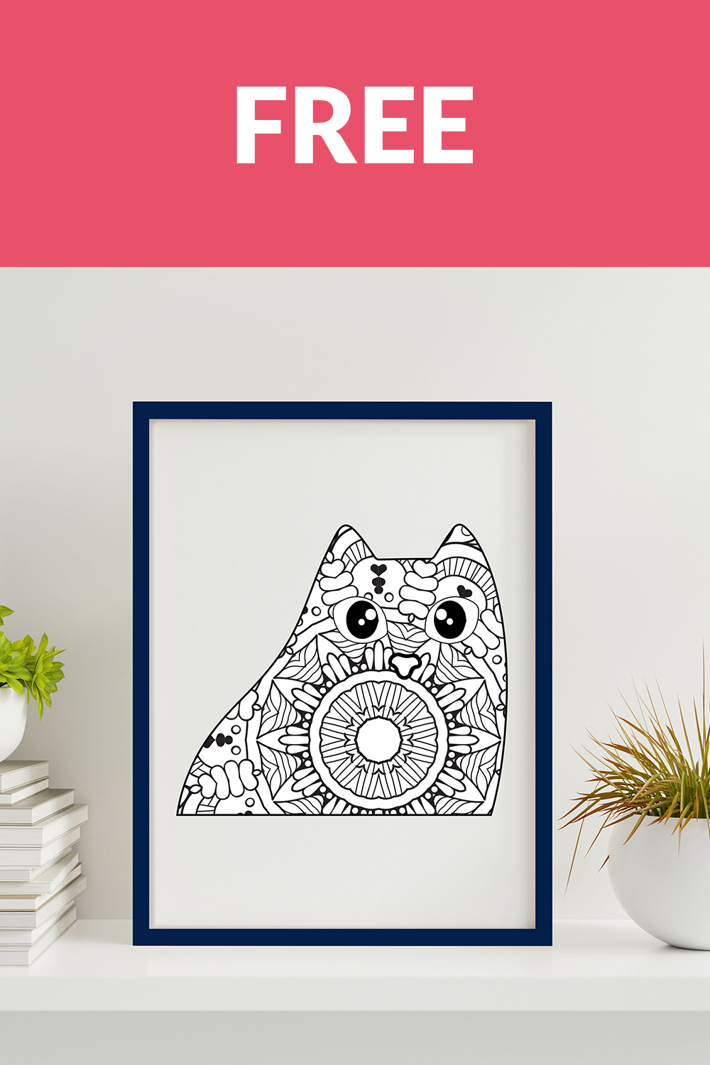 Cat mandala, Animal Mandala pinterest preview image.