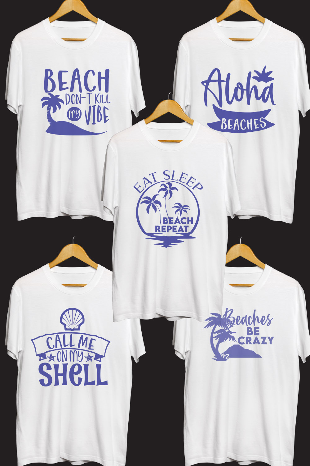 Beach SVG T Shirt Designs Bundle pinterest preview image.