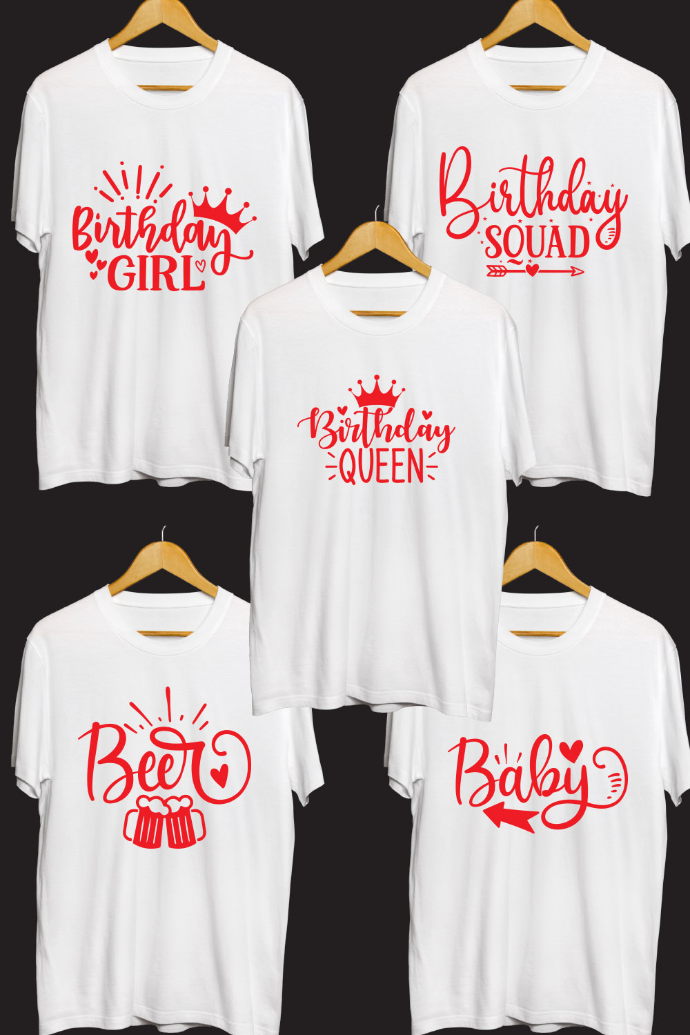 Birthday SVG T Shirt Designs Bundle pinterest preview image.