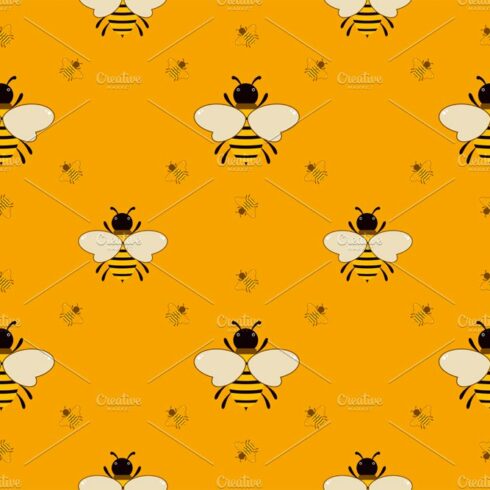 Vector seamless pattern with bees cover image.
