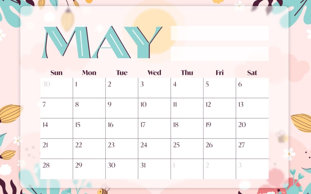 Free Blank May Calendar – MasterBundles