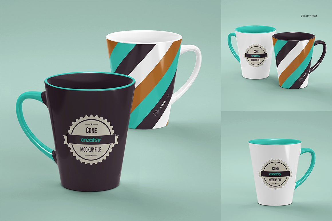 Cone Shape Mug Mockup Set preview image.