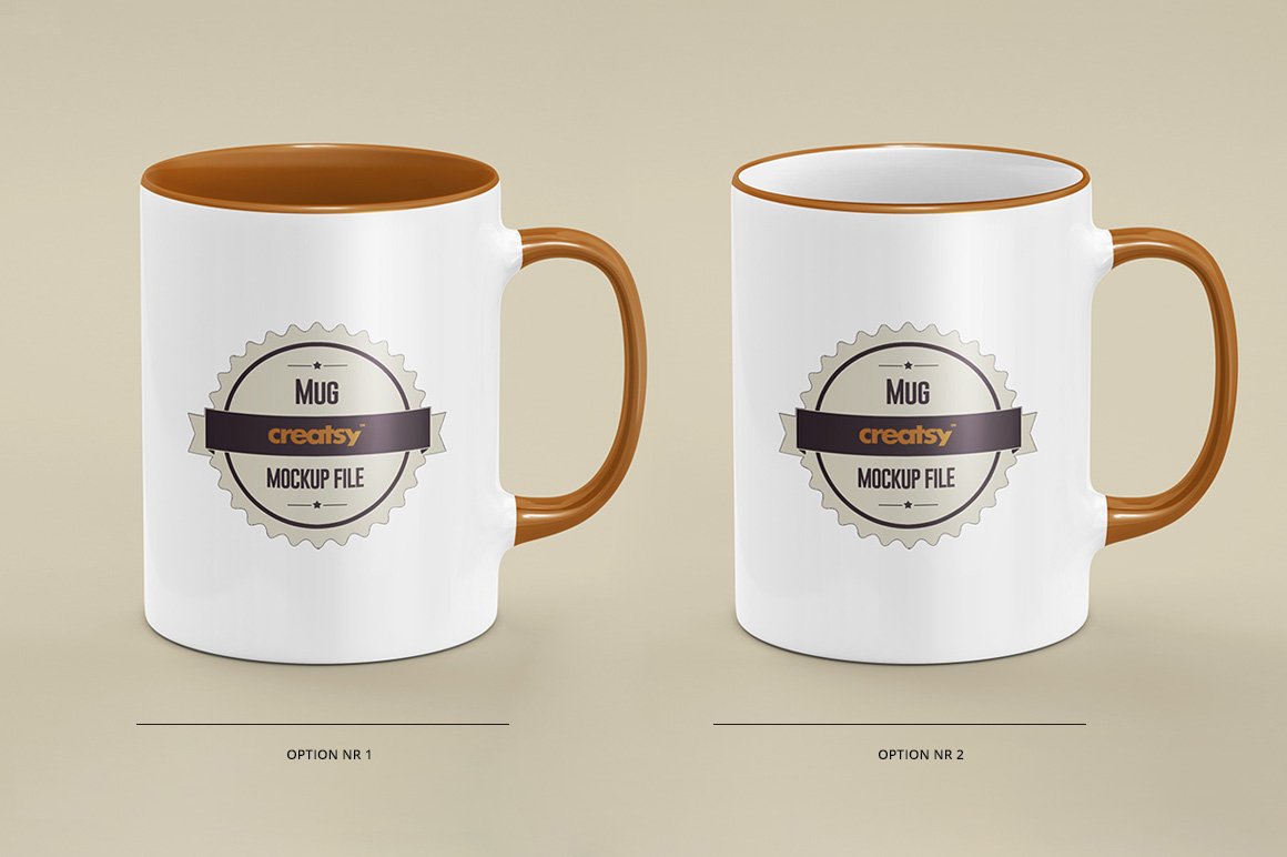 Mug Colored Rim Handle Mockup Set preview image.