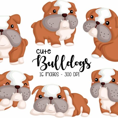 Cute Bulldog Breed Clipart cover image.