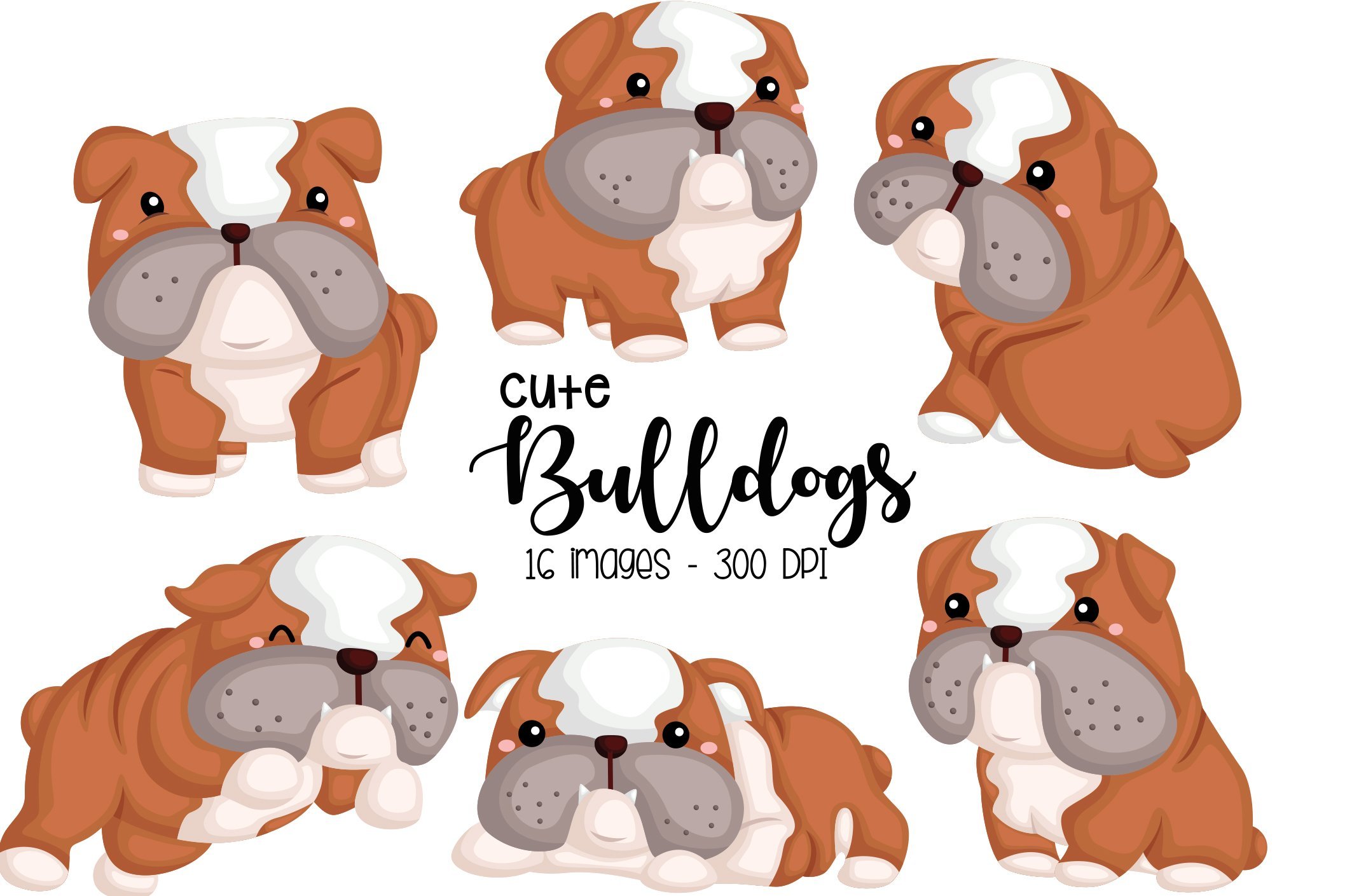 Cute Bulldog Breed Clipart cover image.