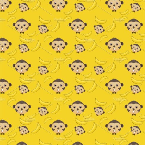 monkey and banana seamless pattern cover image.