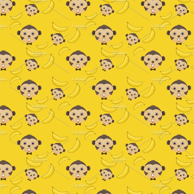 monkey and banana seamless pattern cover image.