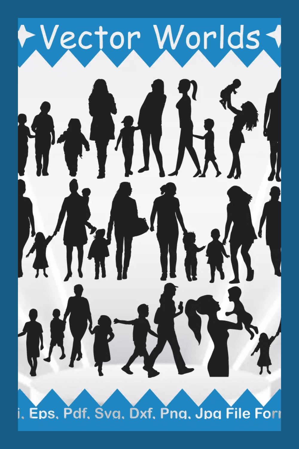 Collage of images of silhouettes of mothers with children.