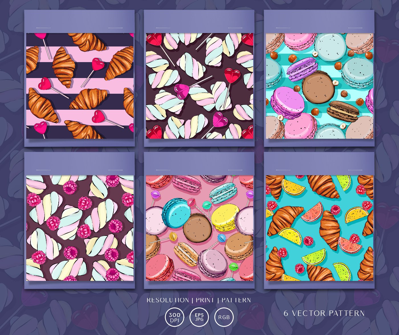 Vector patterns. Macaron, candy preview image.