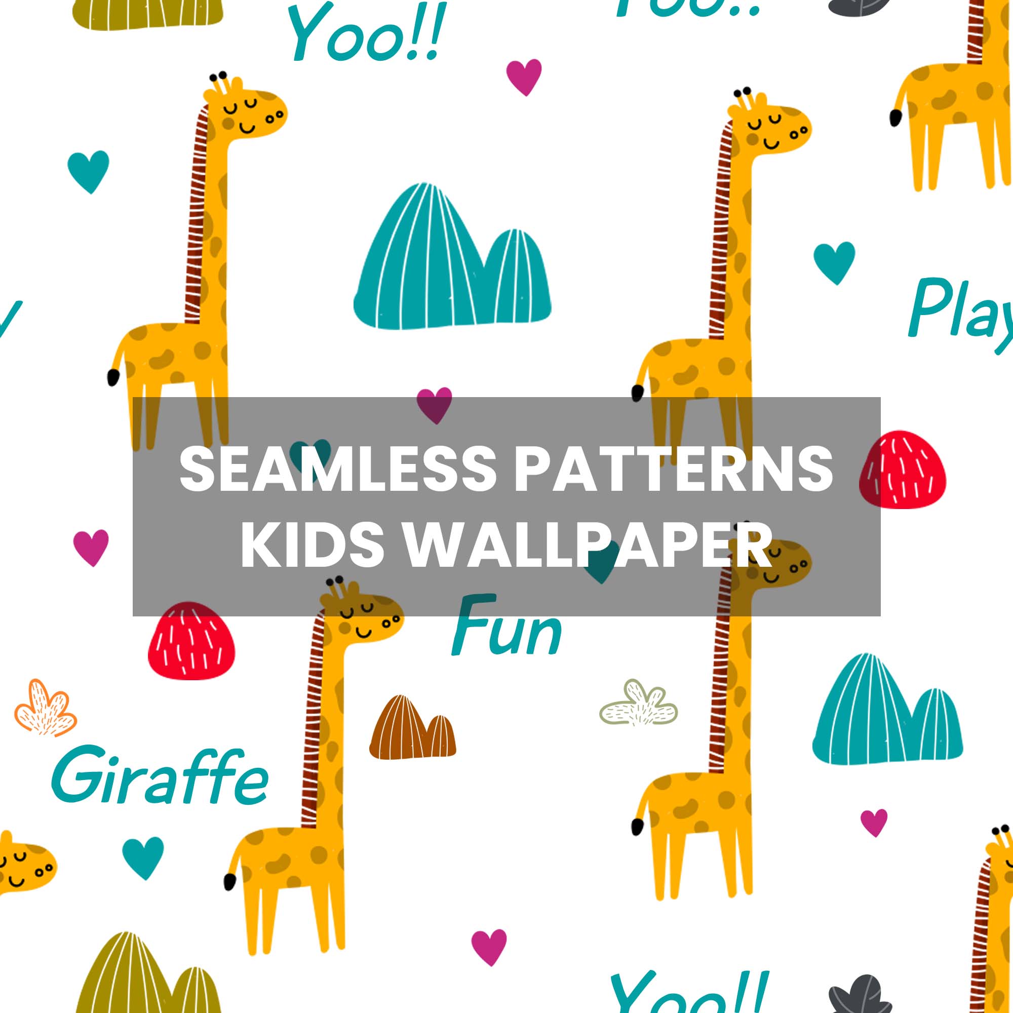 Giraffe pattern with the words seamless patterns kids wallpaper.