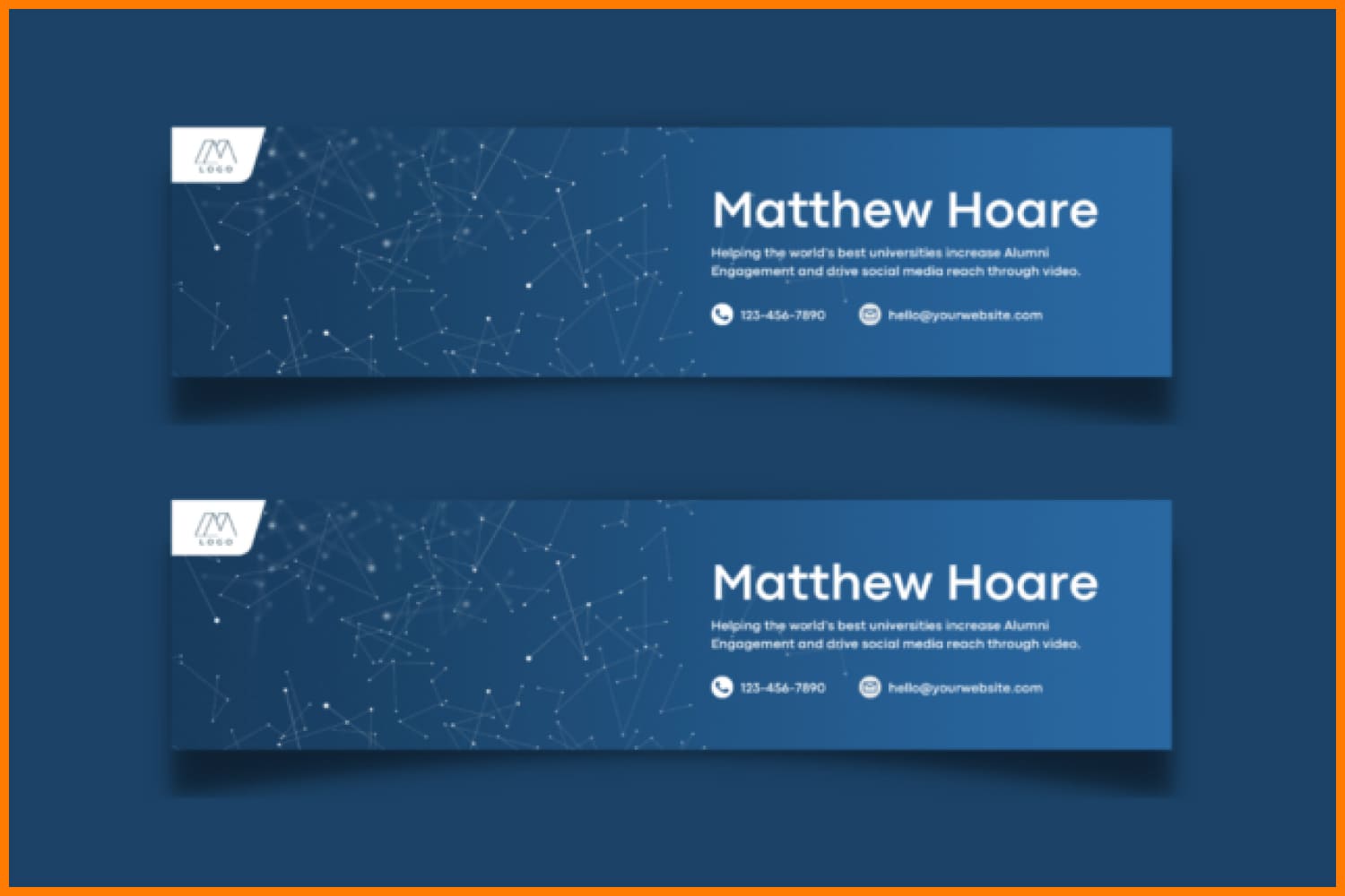 Collage of banners for linkedin user with blue background.