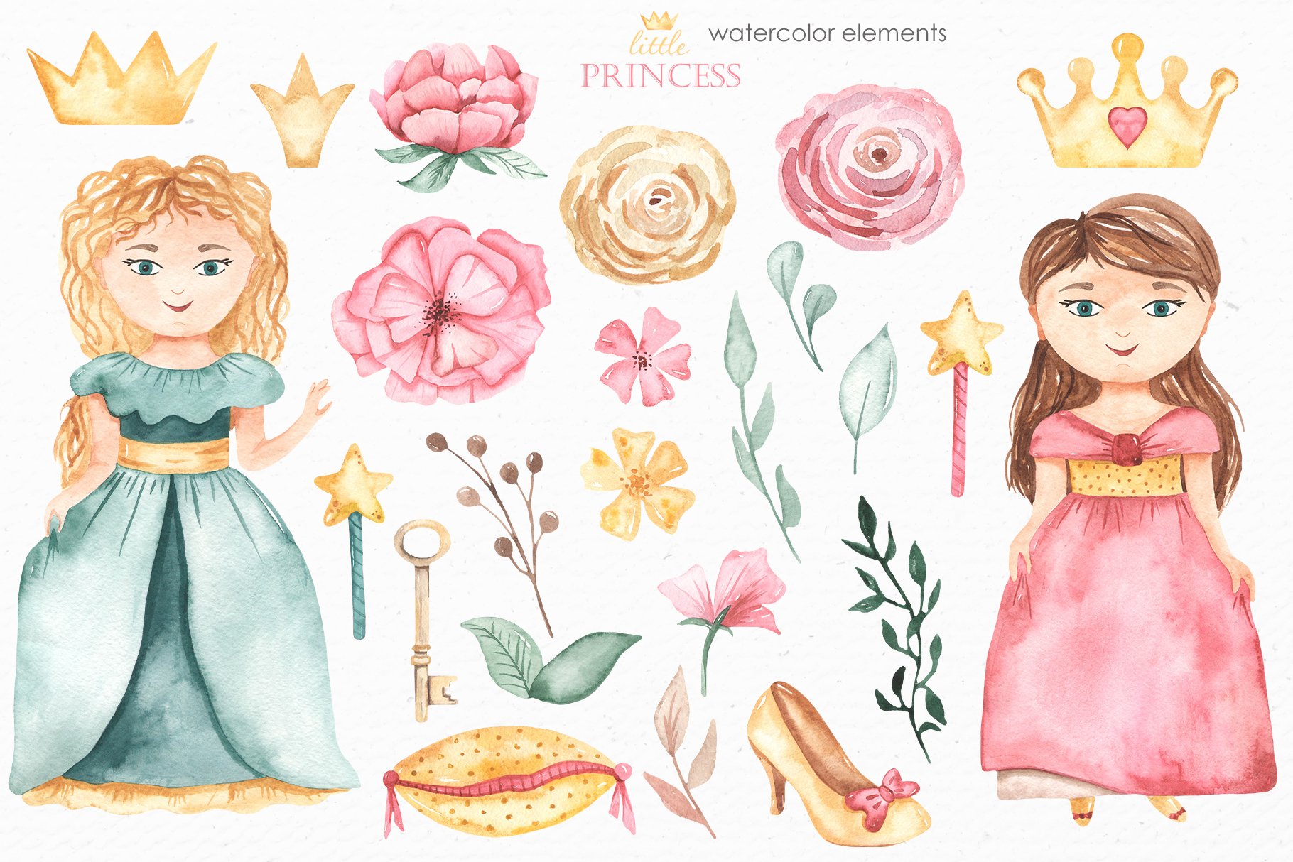 Little princess watercolor preview image.