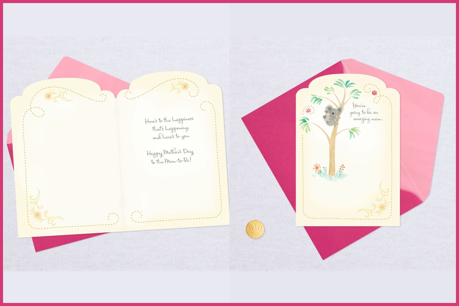 Photo of Mother's Day cards with Koala on wood and text.